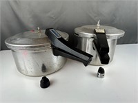 Two vintage pressure cookers
