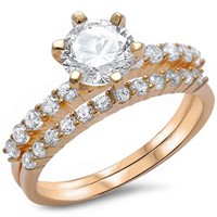 Gold-pl. 2.00ct White Topaz Solitaire Ring Set