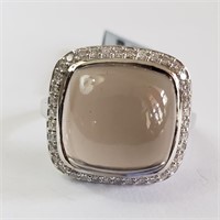 $480 Silver Smokey Quartz(11.7ct) Ring