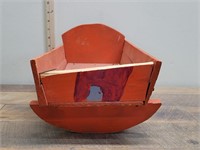 Orange  Wooden Doll Cradle 16" x 8"