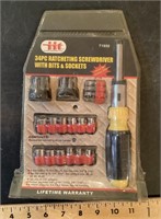 NEW 34-pc ratcheting screwdriver w/bits & sockets