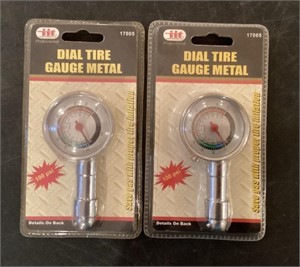 2 NEW Dial metal tire gauges