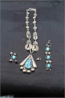 TURQUOISE AND STERLING .925 NECKLACE AND SOME
