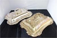 2 PC. SILVER PLATE SERVING DISHES 12" CASSEROLE