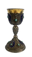 CHALICE WITH GOLD, ENAMEL, TURQUOISE & PEARL
