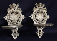 2 CAST IRON WALL HANGING LAMP HOLDERS
