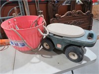 TUB WITH ROPE, EXTENSION CORD, STEP GARDEN STOOL