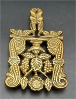 Vintage Brass Lotus Trivet Metal Gold Color