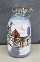 NSl HAND PAINTED LARGE BALL CANNING JAR W/ VOTIVE