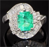 Platinum 2.37 ct GIA Emerald & Diamond Ring