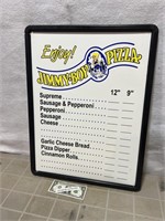 Vintage Jimmo Boy Pizza advertising price sign