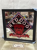 Vintage Red Dog beer advertising mirror sign