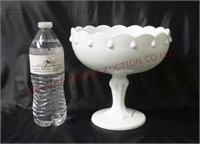 Vintage Milk Glass Pedestal Centerpiece Bowl