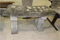 Cement Bench Decorated with Flowers 38 1/2" Long
