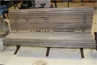 Teak Wooden Bench with 3 Iron Legs 72" Long