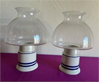 Pair of Ceramic / Glass Candle Holders