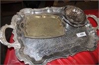 SILVER COLOURED SERVING TRAY 13-1/2 X 23-1/2