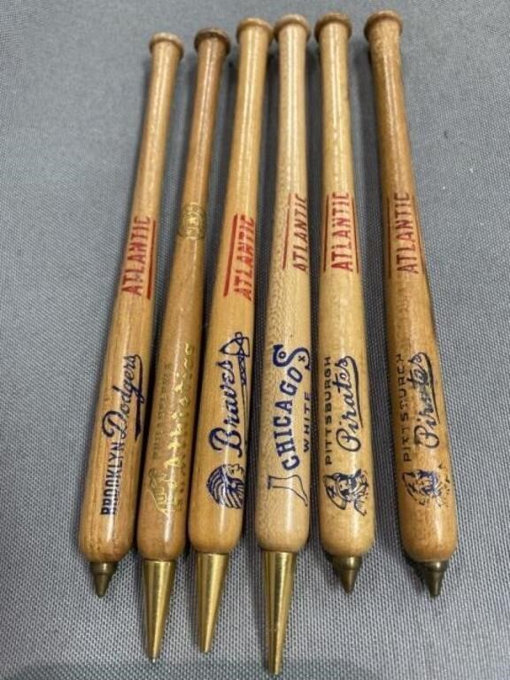 (6) Baseball Pens/Pencils- Pirates, Brooklyn,