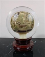 Asian Reverse Painted Art Glass Globe