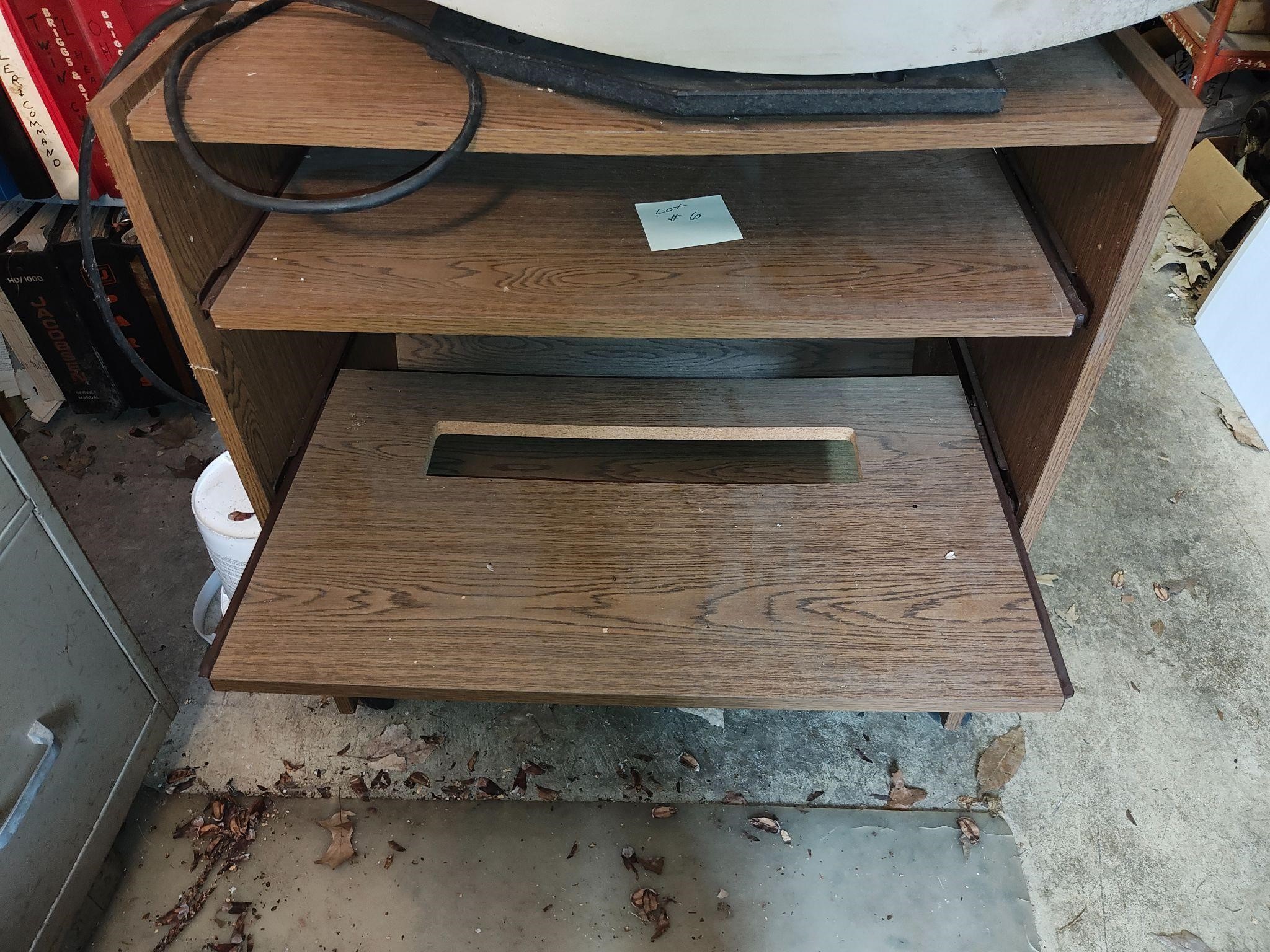 Wood Computer desk with slide out shelves only.