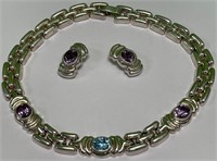 P - INGER K DESIGNER STERLING AMETHYST/BLUE TOPAZ