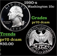 Proof 1990-s Washington Quarter 25c Grades GEM++ P