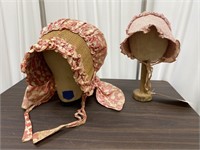 2 Bonnets As Is & 2 Hat Stands