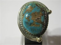 Southwest SS Turquoise Ring - Hallmarked