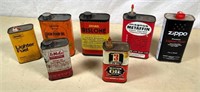7 pcs-vintage Oil & Fluid cans