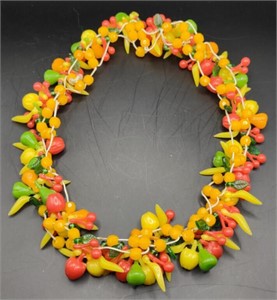 Vtg. Plastic Fruit Salad Necklace, 8"