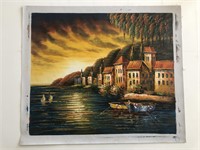 Seaside Town original painting on canvas