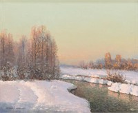 VICTOR KORECKI (1890-1980) SNOW & RIVER LANDSCAPE