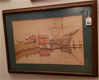 Framed Art Ship at Port SLR Bills