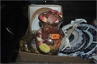 box of decorative plates, vintage picures,