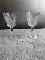 2- WATERFORD Crystal Wine Glasses- ALANA Dseign