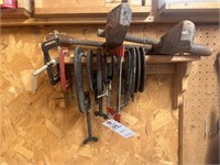 Assortment of Metal and Wood Clamps