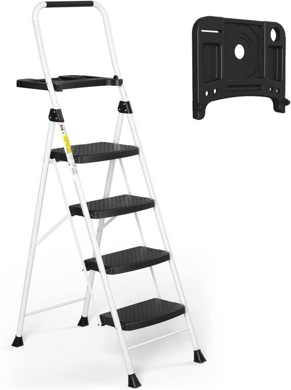 Hbtower 4 Step Ladder, Folding Step Stool With