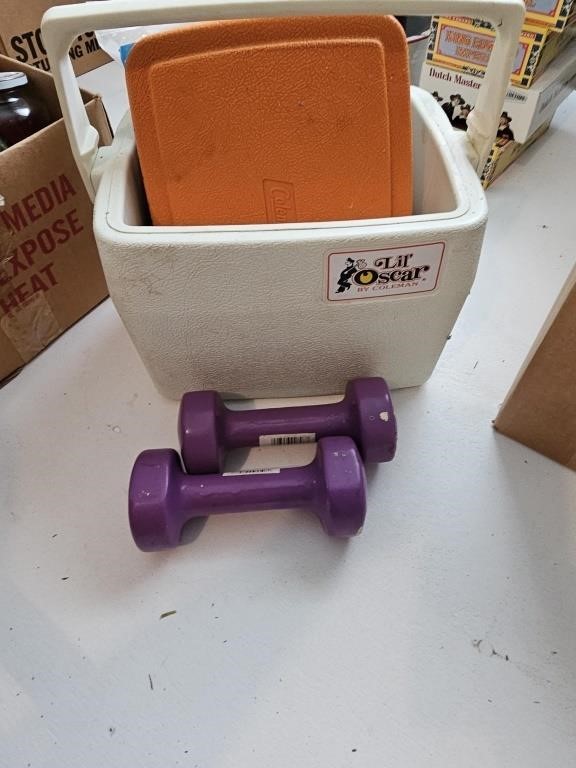 Small Cooler & weights