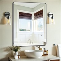Desbing Black Bathroom Mirror, 30" X 40" Wall