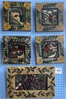 (5) David Eldreth Signed Painted Clay Tiles