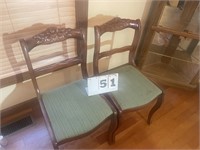 Carved Wood Dining Chairs (2)