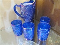 5 PC BLUE CARN. IMPERIAL GLASS DRINK SET