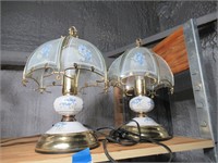 2 glass shade table lamps