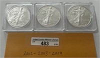 3-2002, 2003 & 2009 1 oz Liberty Dollars