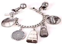MEXICAN STERLING SILVER CHARM BRACELET