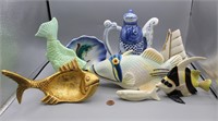 8 CA. Pottery, Avon Fish, Boat Statues, Teapot+