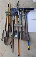 Large lot of lawn and home tools. Rakes,