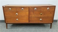 Vintage mid century 5-drawer walnut chest
