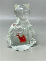 6" tall art glass cat & fish