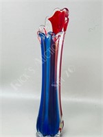 12" tall multi color glass vase